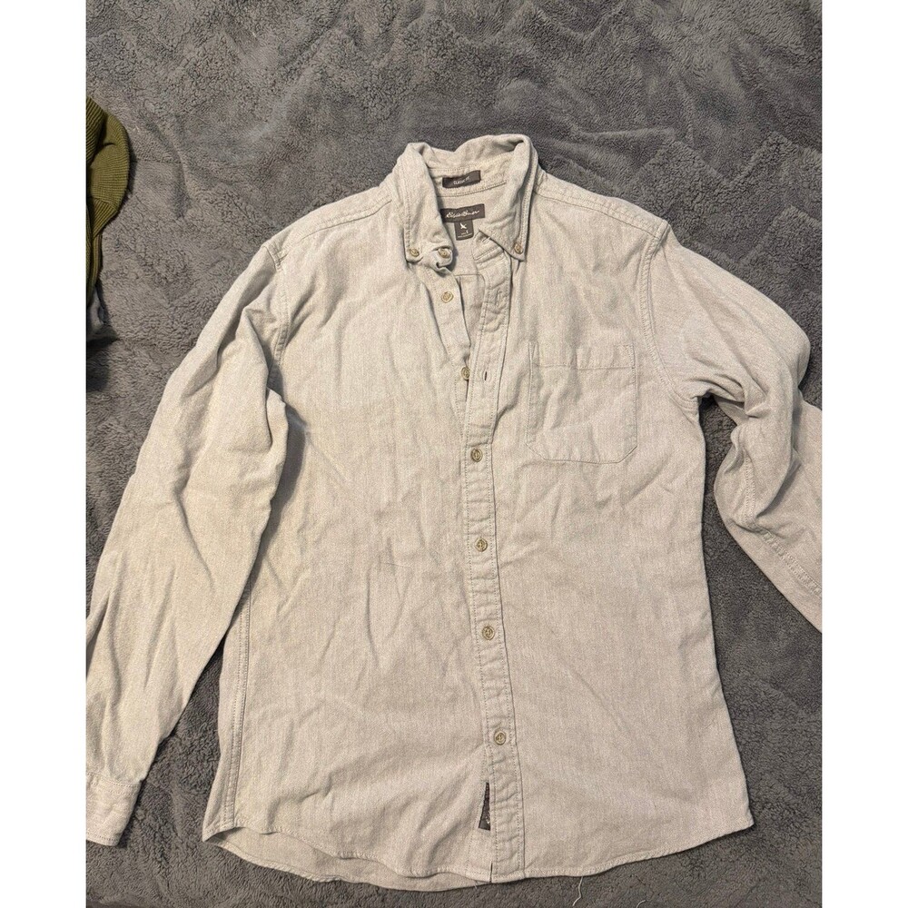 Eddie Bauer Men's Light Gray Button-Down Shirt